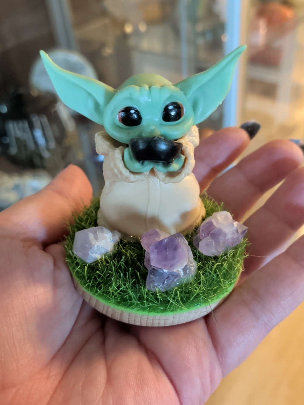 Grogu Figurine with Amethyst Chunks